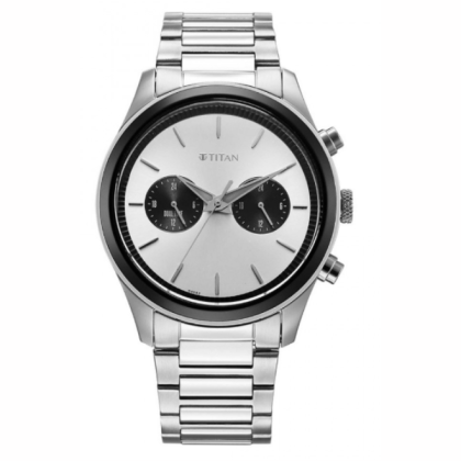 Titan Element 1805KM13 Silver White Dial Stainless Steel Strap Quartz Men's Watch